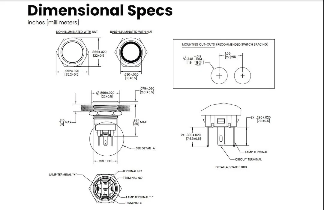 AV10060B – SIERRAMARINE Push Button Switch, Latching On/ Off Switch 10 Amp 12 Volt DC Stainless Stee - view 2